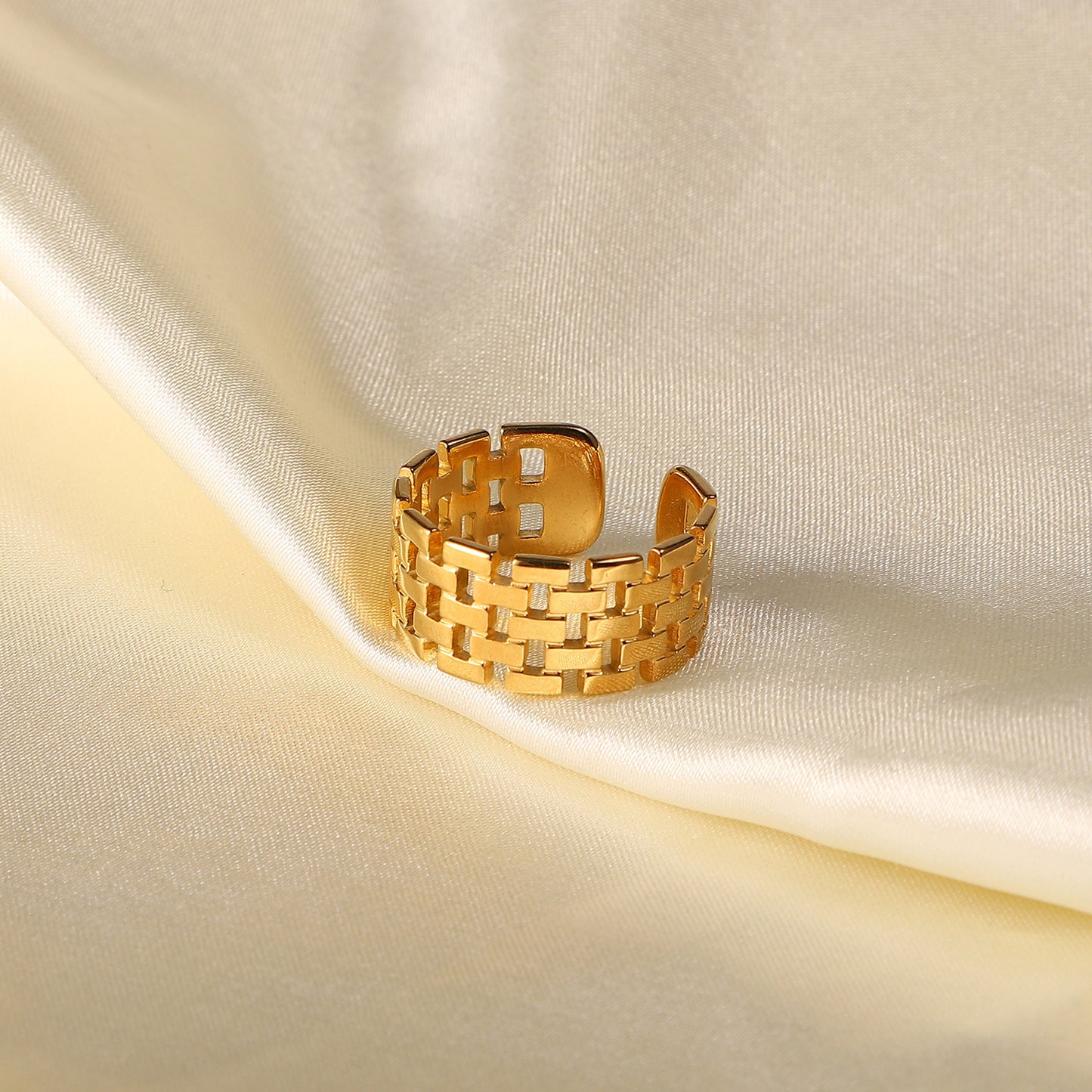 Wide Open Ring In 18K Gold Plated Stainless Steel Band