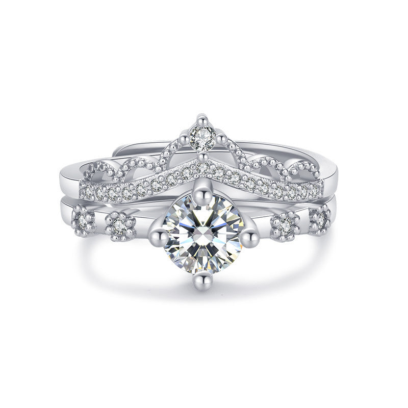 Women's Crown Ring Adjustable Copper Korean Style Jewelry Elegant Fashion Gift Dainty Unique Durable Elegantly