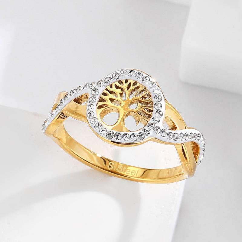 Unisex Titanium Steel Ring Hollow Open Mouth Electroplated Fashion Jewelry Durable Color Retention Modern Accessory