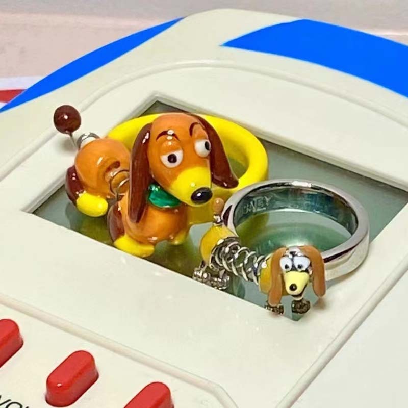 Girls Puppy Ring Cute Cartoon Animal Adjustable Ring Alloy Electroplated Trendy Pet Jewelry Accessory Gift For
