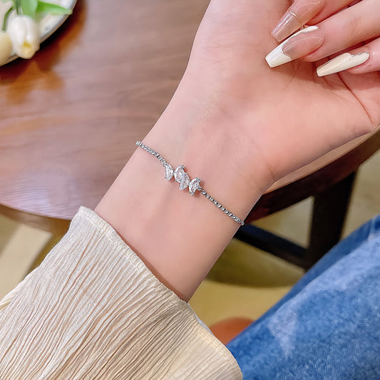 Zircon Bow Bracelet With Butterfly Elegant Electroplated Coppery Design Refined Jewelry Fashionable Accessories