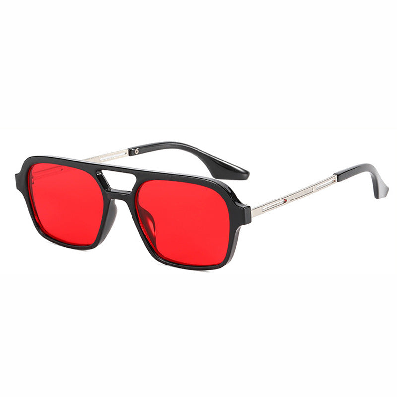 Square Sunglasses Retro Double Beam UV400 Travel Frame