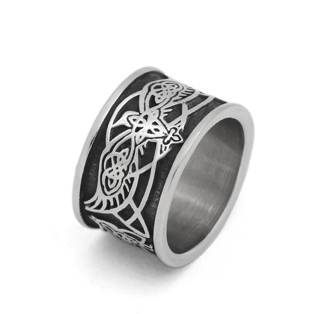 Antique Silver Titanium Ring Rune for Unisex Thumb Ring Accessories Size 9 10 11 12 13 Antique Silver Titanium