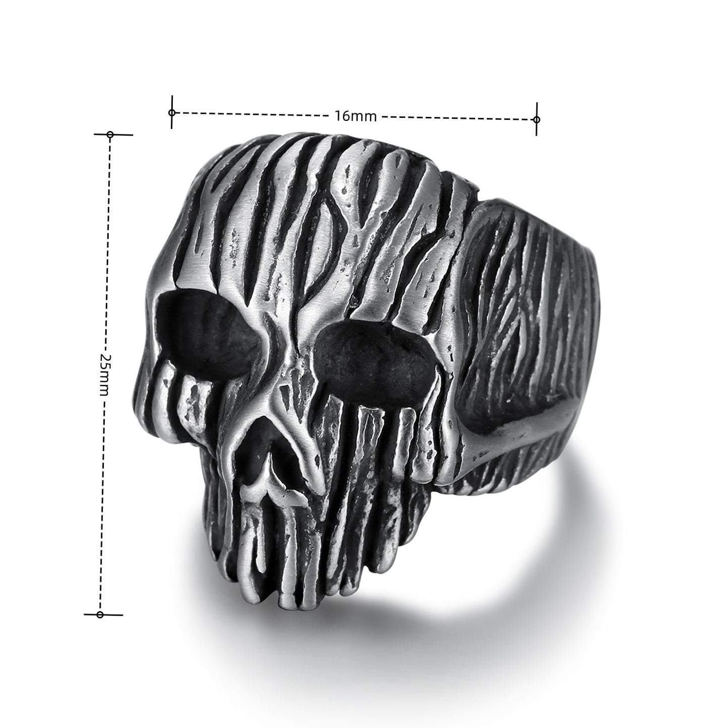 Unisex Titanium Steel Skull Ring Punk Style Jewelry For Men And Women Boiled Black Polished Finish Accent Bold