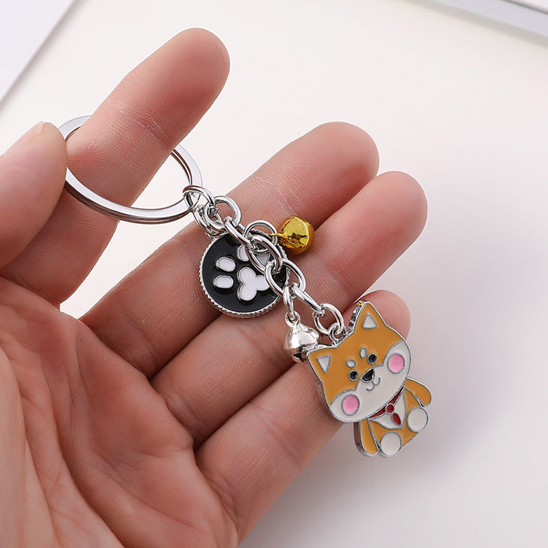 Metal Shiba Inu Cartoon Keychain for Bags and Everyday Keys