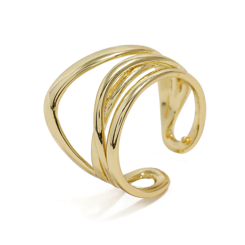 Unisex Copper Ring Adjustable Electroplated Light Gold Finish Durable For Everyday Wear Opening Design For All