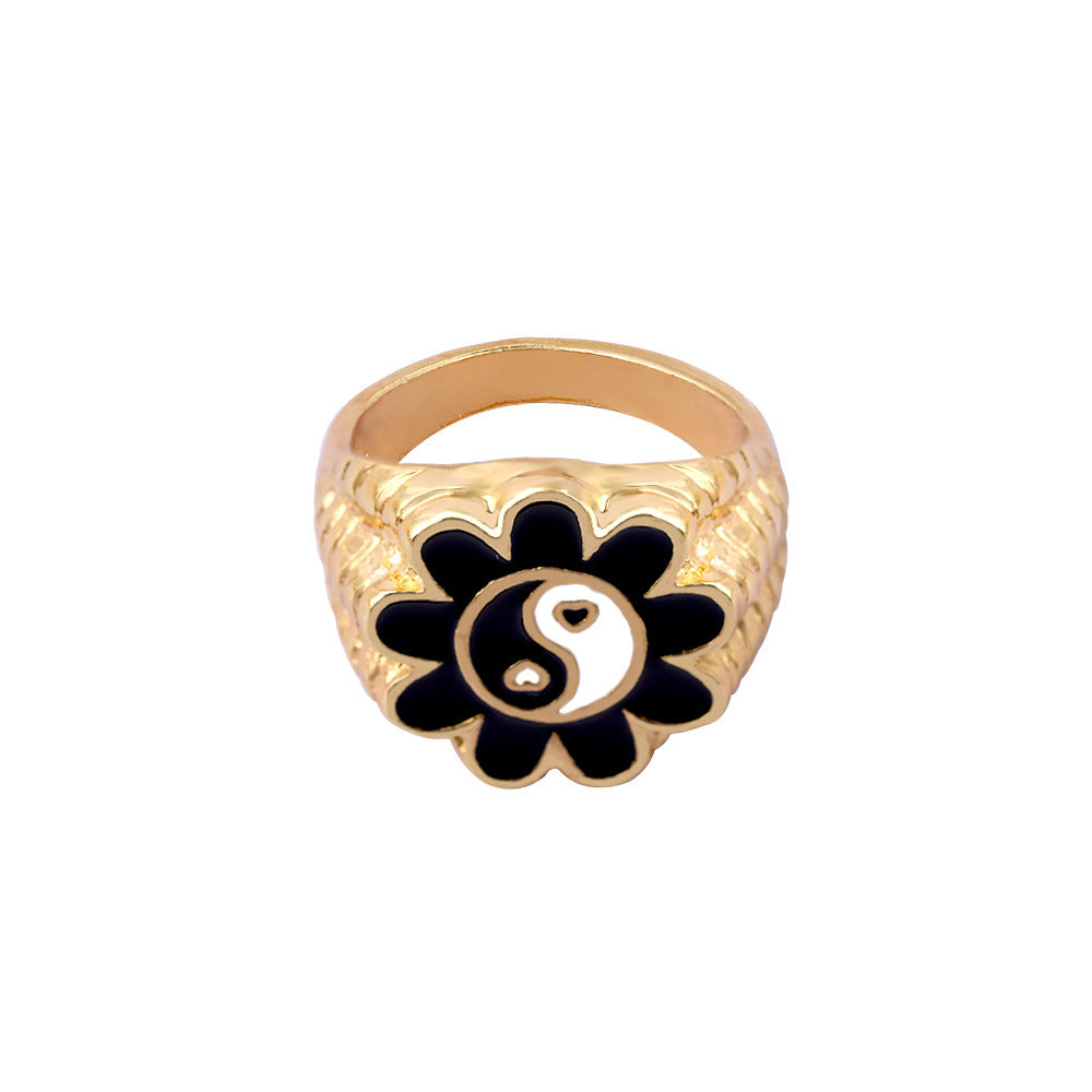 Unisex Flower Ring Trendy Floral Design Metal Ring European Electroplated Jewelry Accessory Unisex Flower Metal