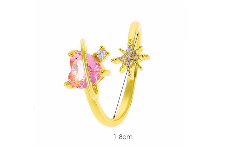 Heart Shape Zircon Ring For Women Alloy Jewelry Gift