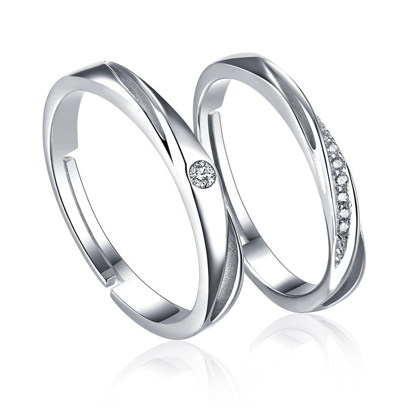 Sterling Silver Couple Rings For Women Elegant Open Design Fashion Jewelry Love Eternal Valentines Day Gift Set