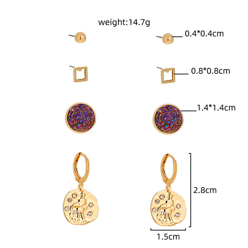 Womens Crystal Cluster Earrings Metal Electroplated Fashion Trend Daily Wear Jewelry Gift Style Europe America Zinc