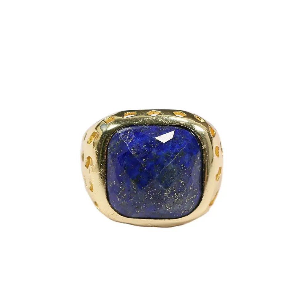 Unisex Crystal Ring With Electroplating Irregular Asymmetric Geometry Labradorite Stone European American Design Ring