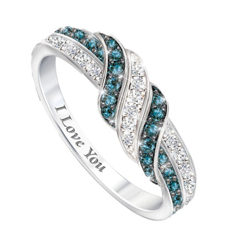 Womens Ring Love You Letter Design Alloy Electroplated Silver Wedding Engagement Anniversary Promise Fashion Jewelry