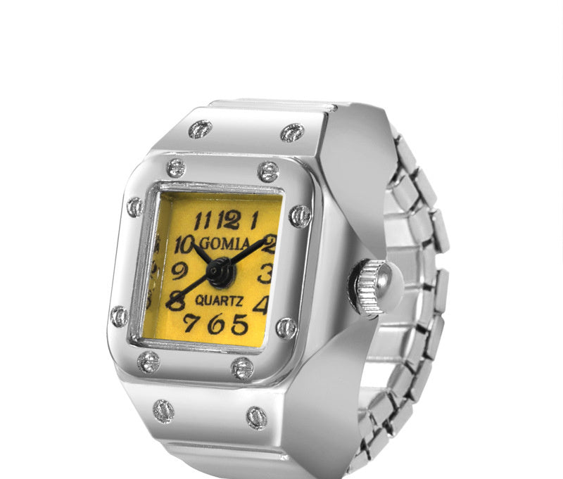 Peach Heart Retro Octagonal Ring Watch With Colorful Surfaces And Square Variants With White Yellow Red Purple