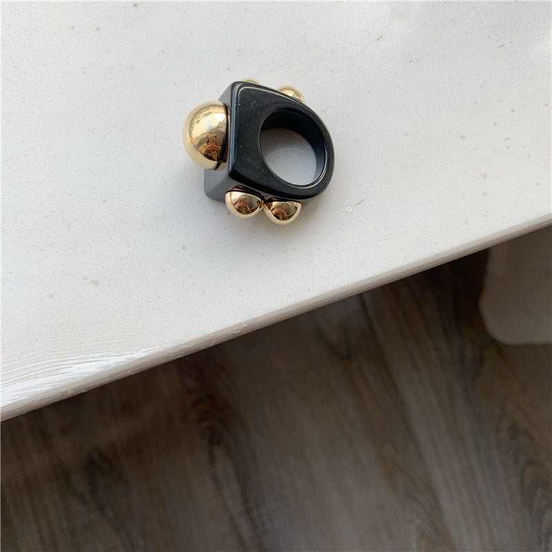 Electroplated Individually Geometric Vintage Metal Ring Ring Cute Acrylic Candy Color Geometric Birthday Womens