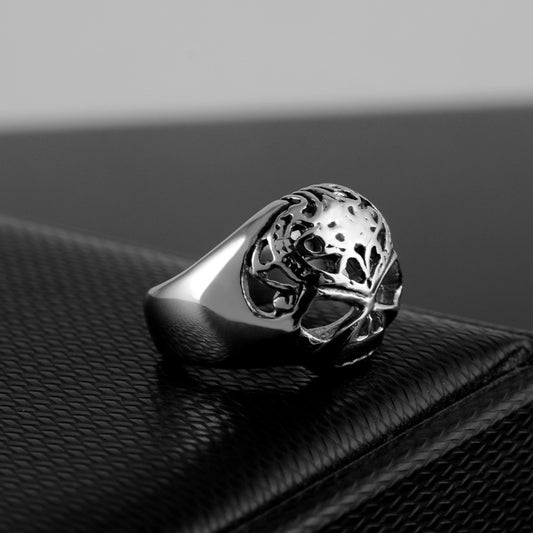 European And American Men's Titanium Steel Ghost Head Halloween Punk Ring