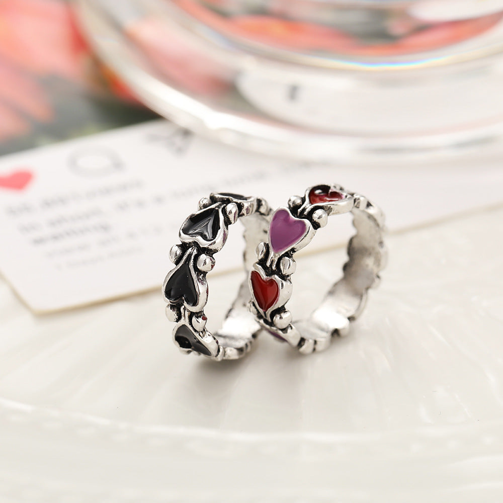 Gold Plated Heart Ring Unisex Retro European American Style Peach Heart Jewelry Individually Packed Gift Trend