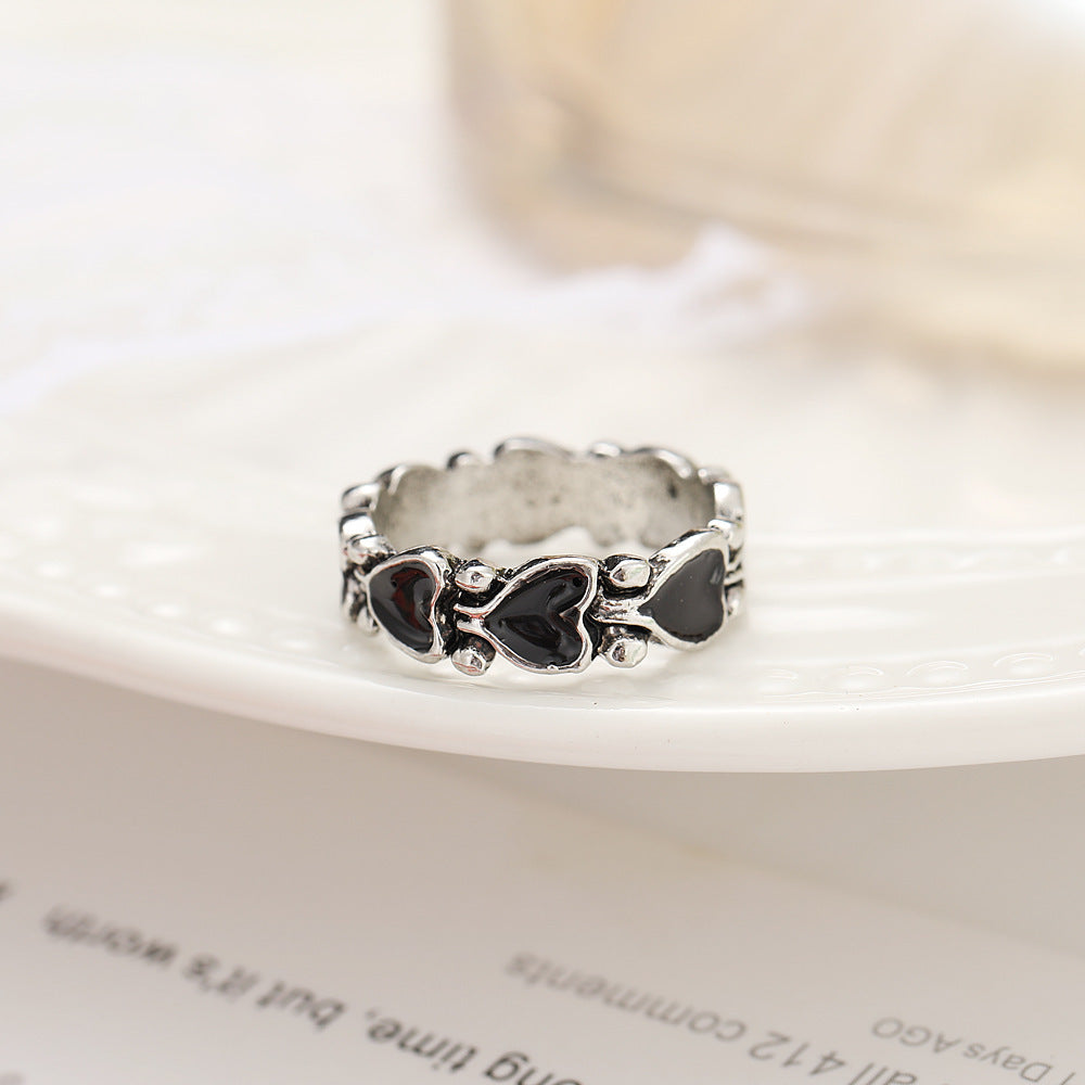 Gold Plated Heart Ring Unisex Retro European American Style Peach Heart Jewelry Individually Packed Gift Trend