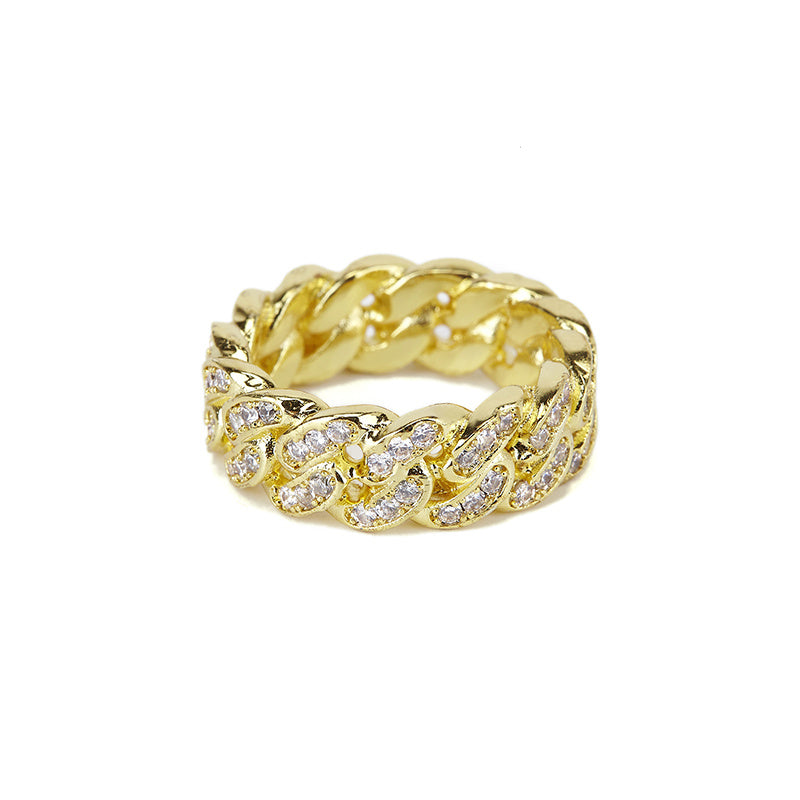 Hip Hop Gold Plated Diamond Ring Silver Fashion Jewelry
