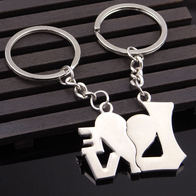Couple Keychain Metal Key Pendant Silver Gift For Lovers Valentine Day Jewelry Accessory Ideal Gift For Couples