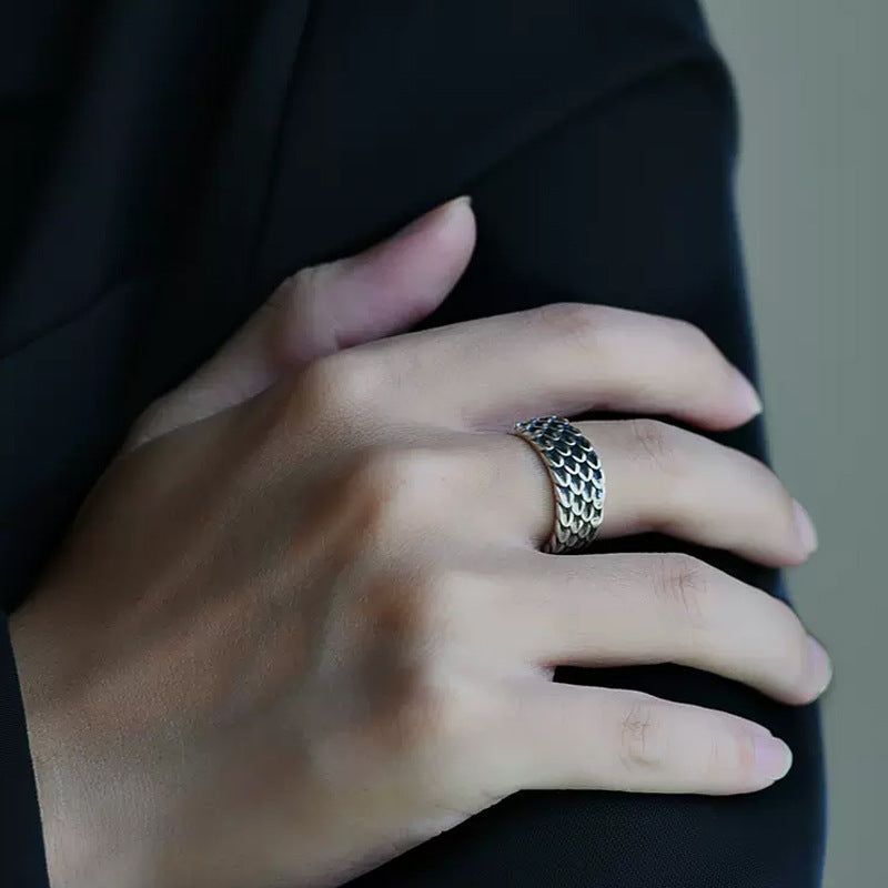 Retro Dragon Scale Copper Ring For Men Adjustable Vintage Style Jewelry Accessory Hand Scaled Dragon Looks Now