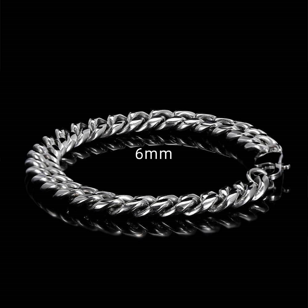 Unisex Stainless Steel Cuban Chain Bracelet With Japanese Buckle Round Grinding Design For Everyday Wear With Clasp
