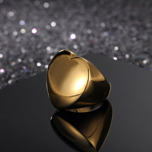 Heart Shaped Ring 18K Gold Plated Titanium Steel Mirror Polished Finish Fashion Jewelry Gifts For Her Everyday