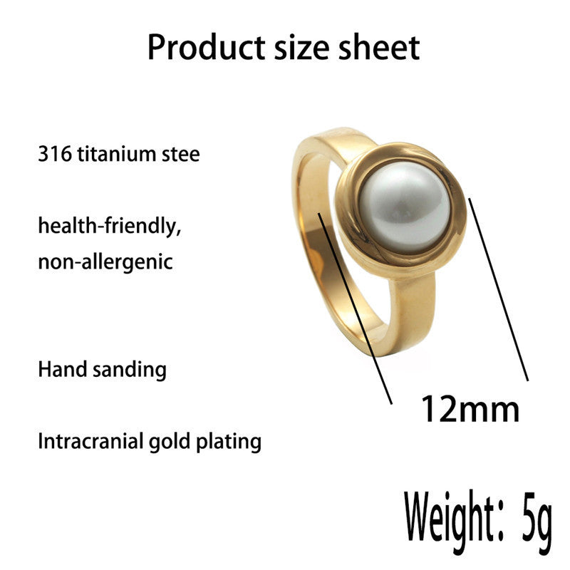 Womens Titanium Steel Ring With Natural Stone Round Design Durable Silver Jewelry For Everyday Wear Size 7 8 9