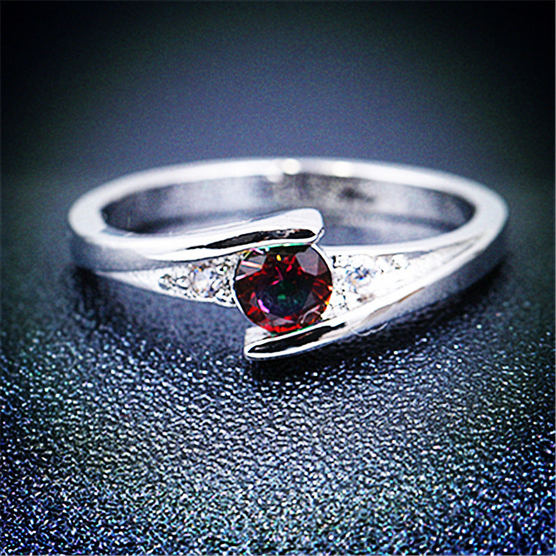 Womens Fashion Ring With Original Silver Inlay And Colorful Crystal Accents New Design Ring For Women European