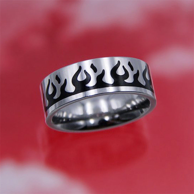 Vintage Punk Style Titanium Steel Ring Unisex Jewelry With Thorn Motifs Stars Moon Flames Crosses Dragon Butterflies