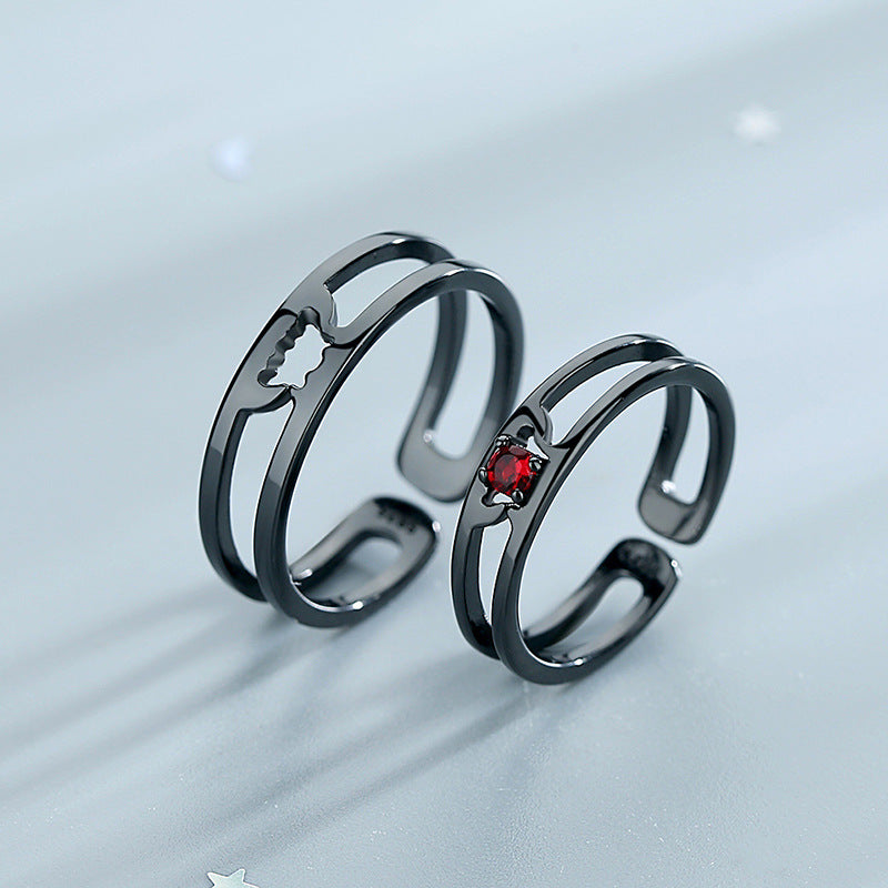 Sterling Silver Rings For Couples Fashion Minimalist Geometric Matching Rings Promise Bands Wedding Anniversary