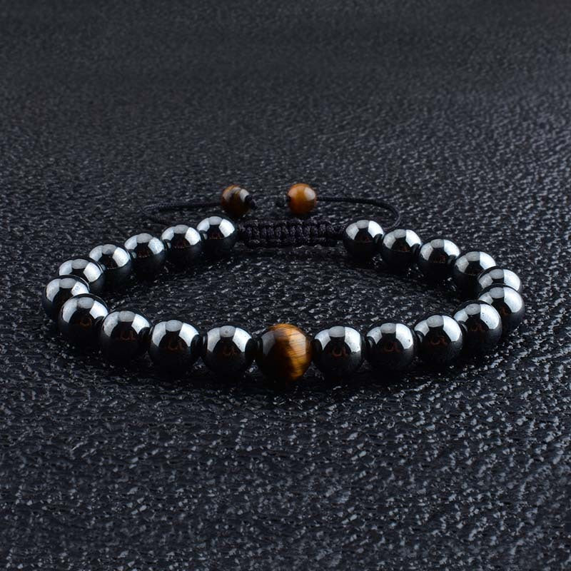 Unisex Woven Bracelet Retro Agate Geometric Design Jewelry European American Accessory Classic Style Statement
