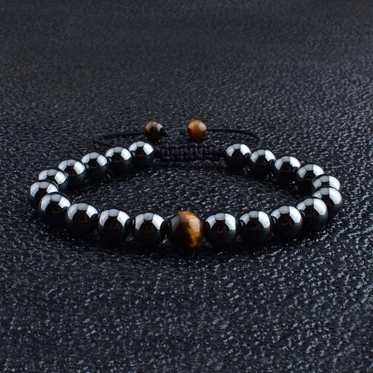 Unisex Woven Bracelet Retro Agate Geometric Design Jewelry European American Accessory Classic Style Statement