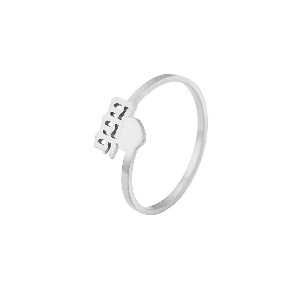 Stainless Steel Number Ring Personalized Fashion Minimalist Ring Electroplated Steel Band Gold Or Silver Finish