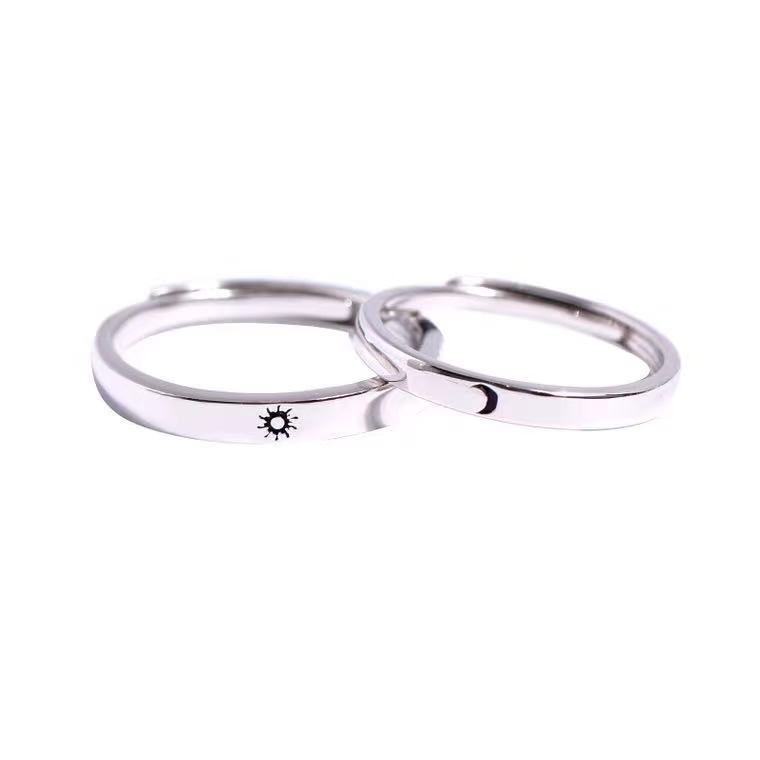 Sun And Moon Couple Rings Adjustable Matching Rings For Him And Her Celestial Copper Promise Bands For Couples