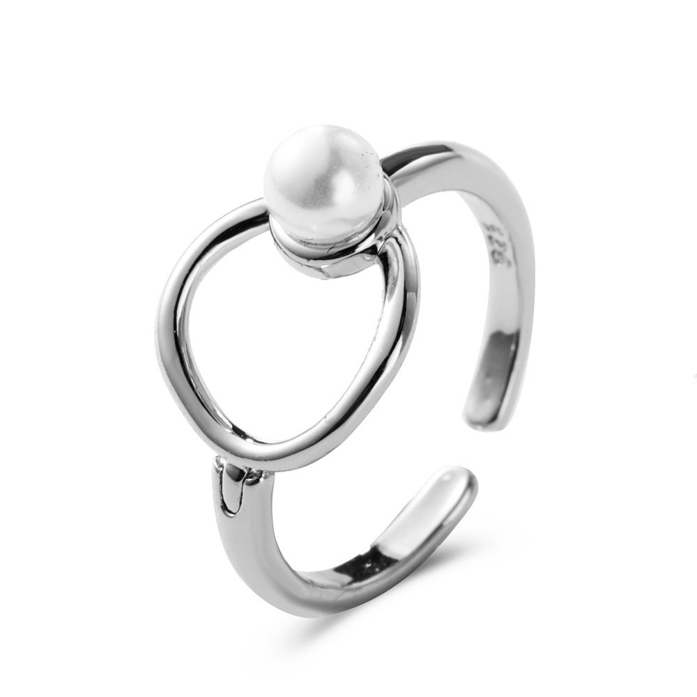 Womens Alloy Rings Retro Geometric Pearl Portrait Ring Love Rings Fashion Jewelry Unto Women Metal Rings Retro