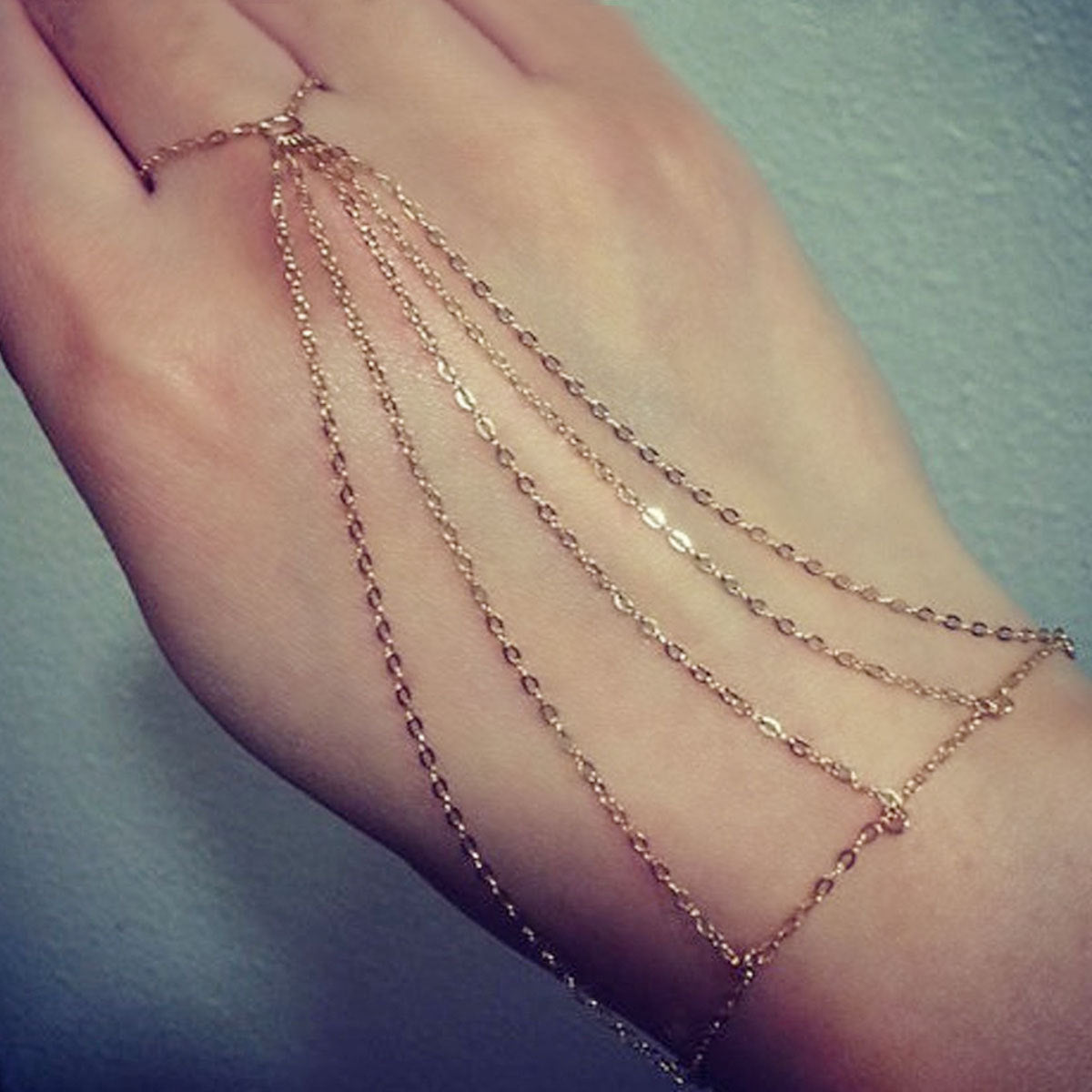 Womens Bracelet Finger Ring Fashion Bangle Geometric Hand Jewelry Electroplated Accessories For Women And Girls