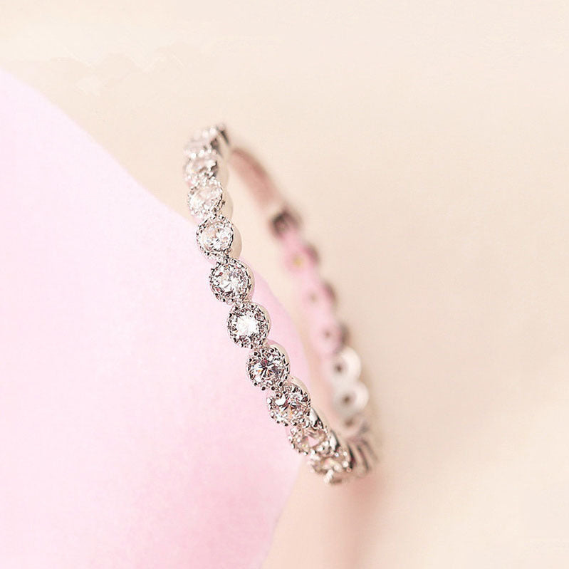 Geometric Zircon Inlaid Ring 925 Sterling Silver Light Luxury Women Jewelry Gift For Wear Statement Piece Chic