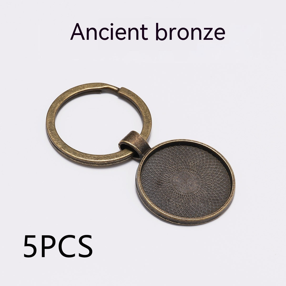 Metal Key Ring Pendants 5 Piece Pack Nickel Free Keychains Southeast Asian Decor Charms Embossed White K Antique