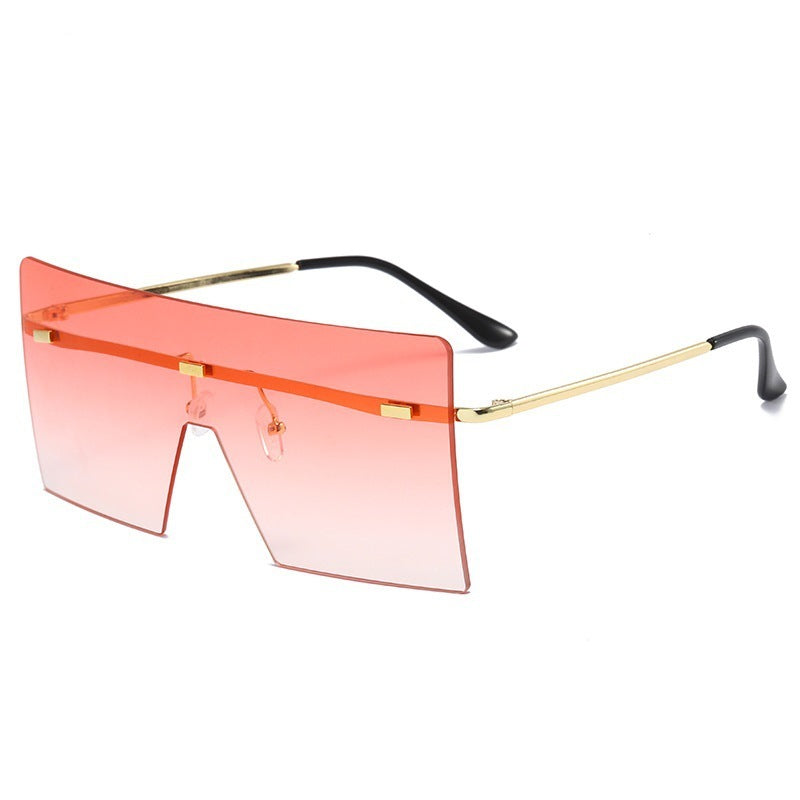 Womens Vintage Oversized Sunglasses Square Rimless UV400
