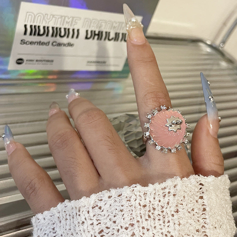 Pudding Ring For Women Special Interest Design Light Luxury Copper Open Ring Ice Cream Inspired Fashion Trendy