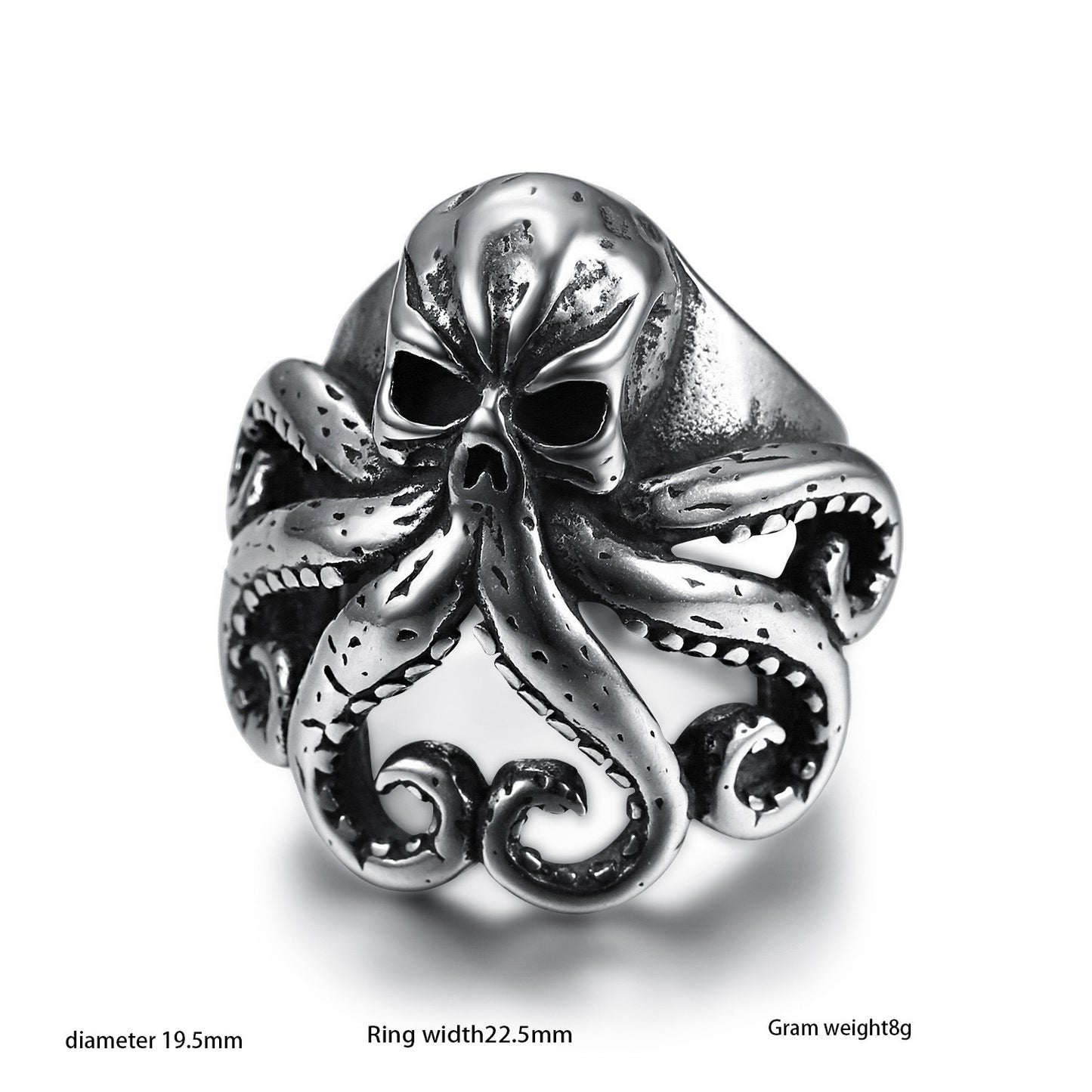 Punk Skull Ring Adjustable Retro European American Antique Silver Alloy Statement Jewelry For Edgy Street Style