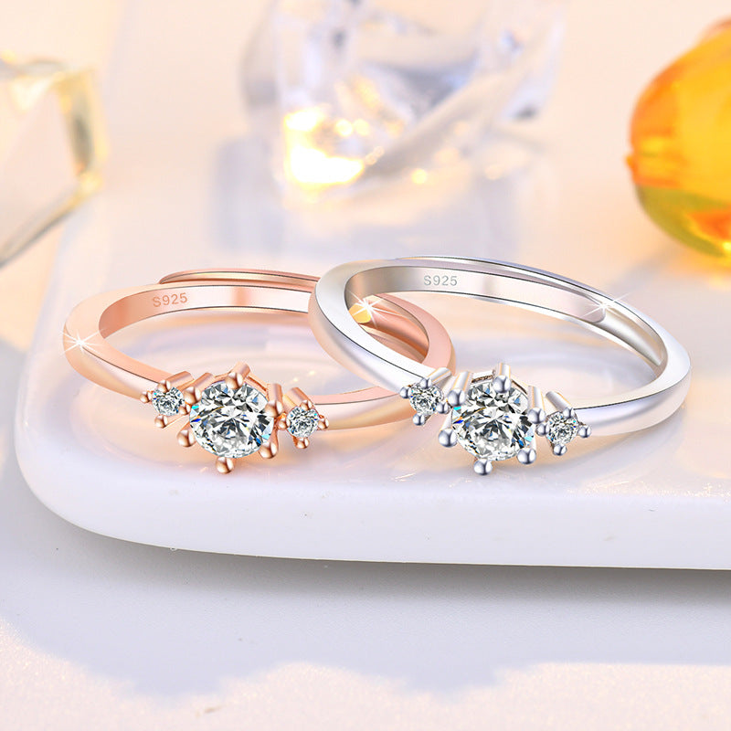 Womens Copper Adjustable Opening Geometrical Ring Electroplated Rose Gold and White Gold Rings Fashion Jewelry