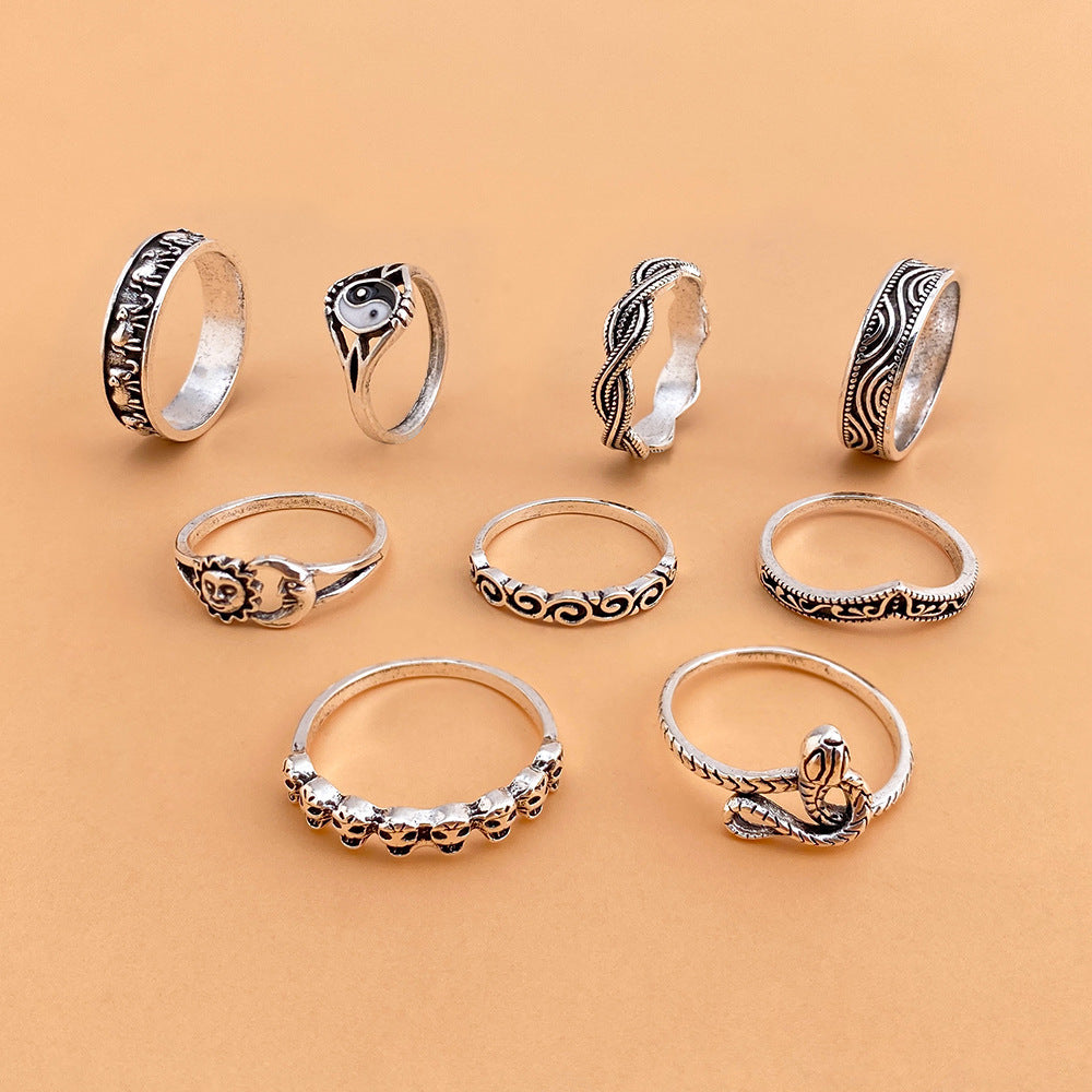Knuckle Ring Vintage Snake Elephant Alloy Rings Set Unisex Shape Fashion Jewelry Durable Statement Finger Ring