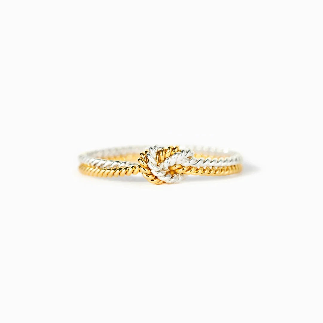 Womens Temperament Fashion Angel Knot Gold And Silver Rope Knot Ring Alloy Geometric Ring Alloy Geometric Ring