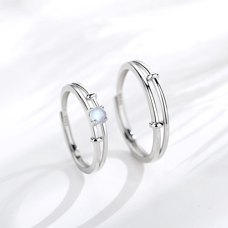 Sterling Silver Couple Ring Fashion Simple Band Ring For Him And Her Matching Rings Set For Everyday Wear Plus