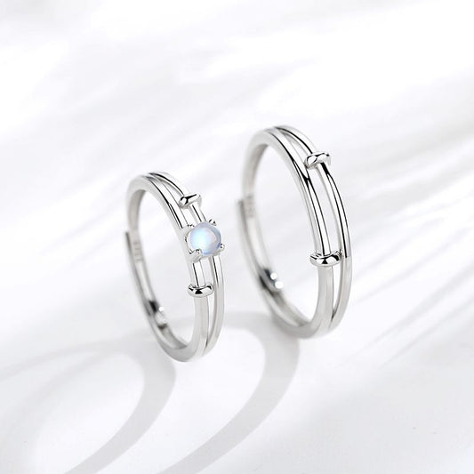 Sterling Silver Couple Ring Fashion Simple Band Ring For Him And Her Matching Rings Set For Everyday Wear Plus