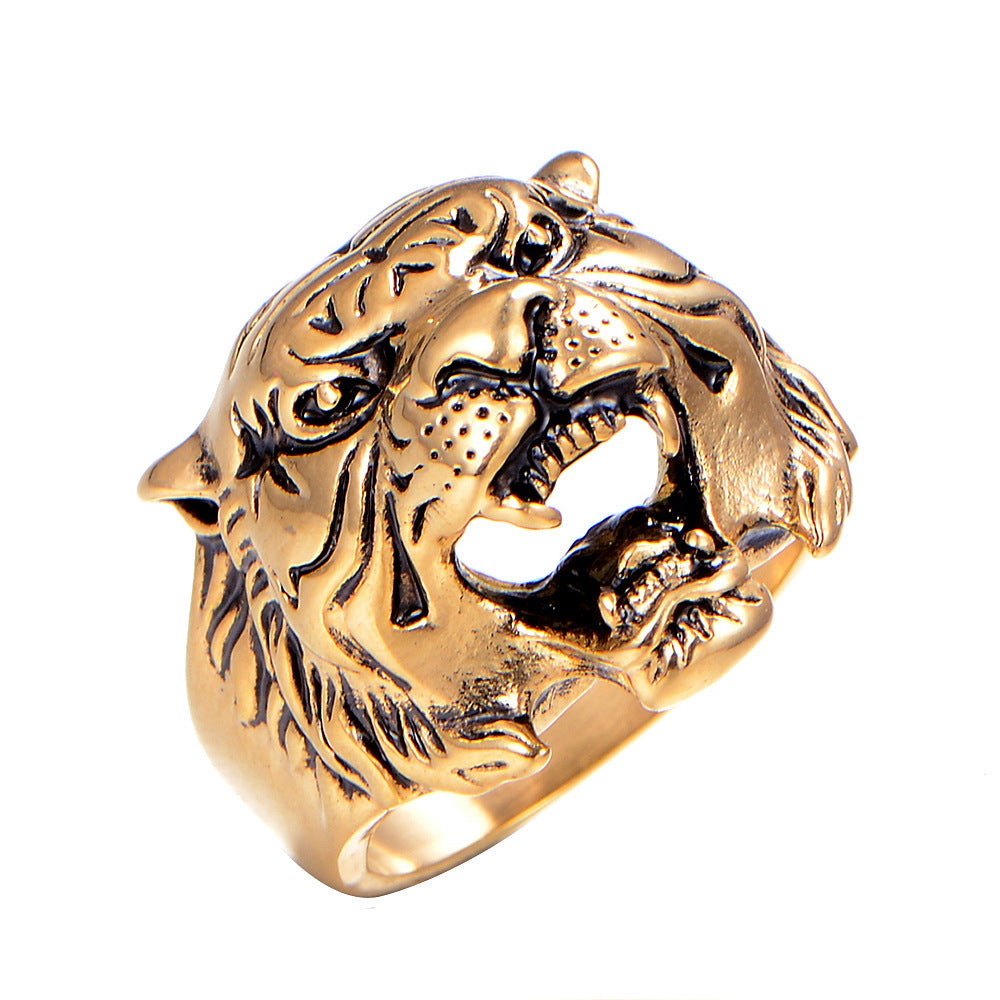 Metal Tiger Head Ring Electroplated For Men And Women Unisex Fashion Accessory With Bold Animal Motif Statement