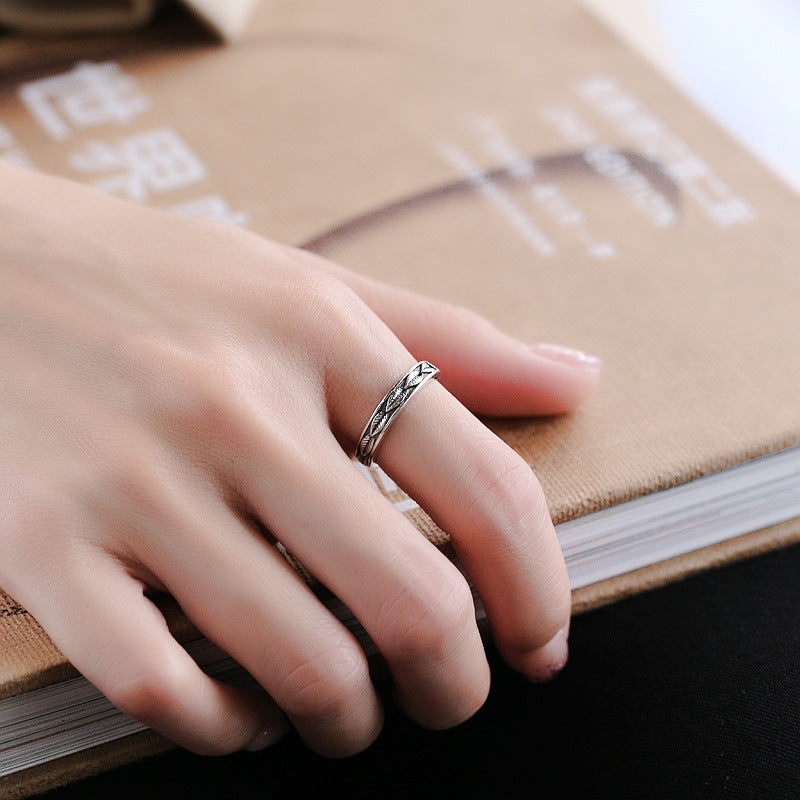 Sterling Silver Ring For Women Vintage Leaf Oxidized Adjustable Open Ring Anniversary Gift Idea For Daily Wear