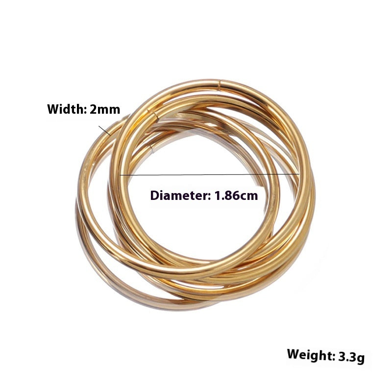 Womens Stainless Steel Rotating Trinity Ring Electroplated Geometric Band With Round Elements Anniversary Promise Ring