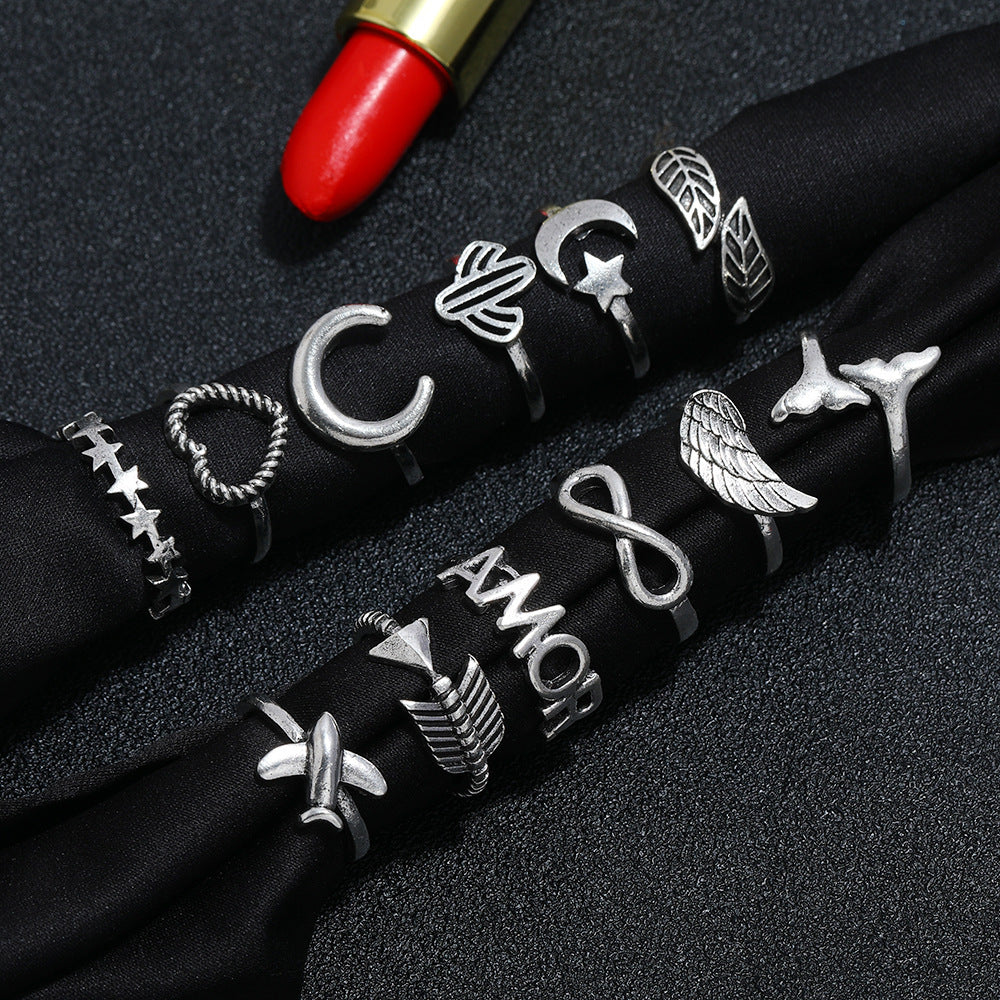 Fun Ring Set Creative Cartoon Metal Alloy Rings For Women And Girls Wear Gift One Size Novelty Jewelry Sparkle